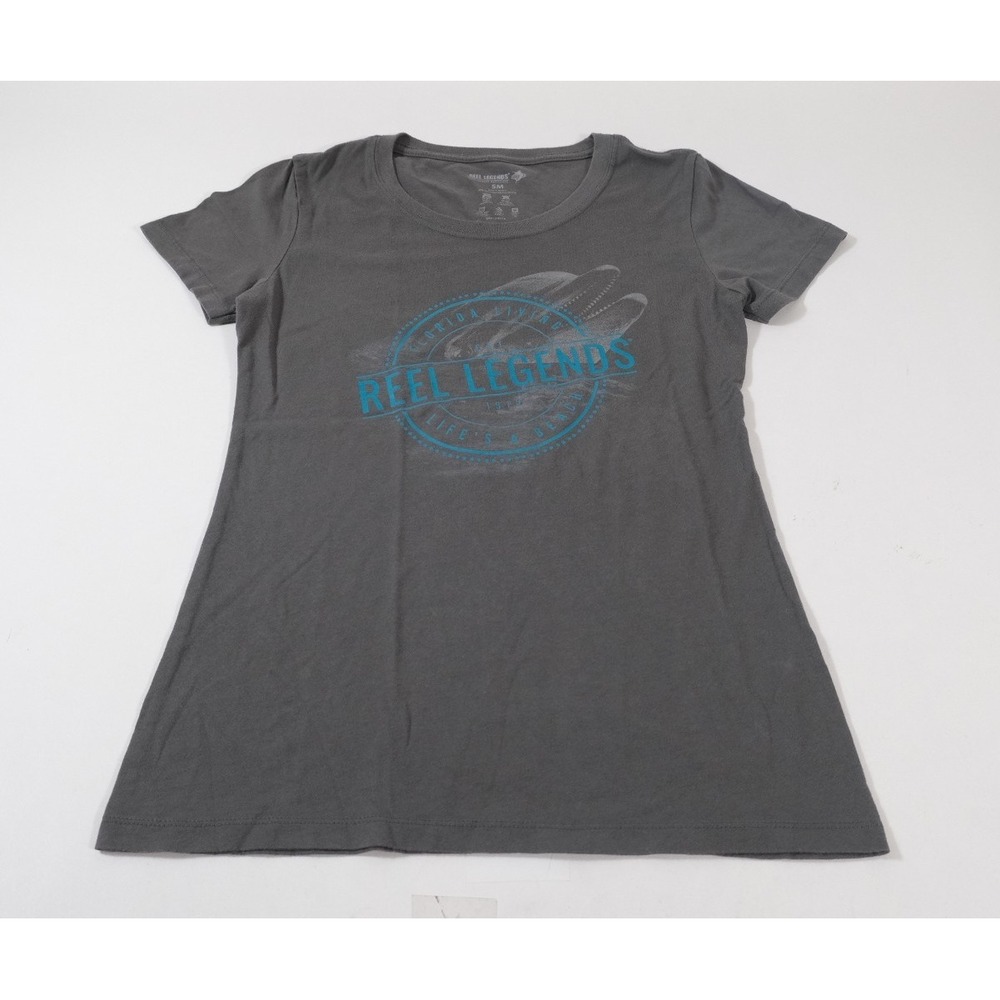 Reel Legends Graphic Tee Womens SM Grey Florida Living Short‎ Sleeve Fishing